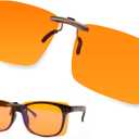 FONHCOO Clip on Blue Light Blocking Glasses Womens Mens over Prescription Glasses Frameless Lens