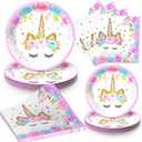 Unicorn Birthday Plates for Birthday Party, Unicorn Party Decorations for Girls Magical Party Supplies