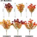 21 Bundles Artificial Fall Flowers for Outdoors 3 Colors Fake Faux Fall Flowers for Decoration with Eucalyptus Leaves No Fade Plastic Flowers in Vase for Autumn Decor Garden Patio Porch Window Home