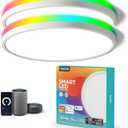 TALOYA Compatible with Alexa Flush Mount Ceiling Light, 12 inch RGB Ambient Light, Day Light 3000K~6500K Adjustable by App, equivs to 200W Traditional lamp for Living Room, Bedroom, 2-Pack (White)