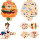 Busy Board, 4 Pages Educational Busy Book Learning Sensory Toys for Toddlers with Fine Motor Skills, Busy Book Toys Gifts, Bear Shape