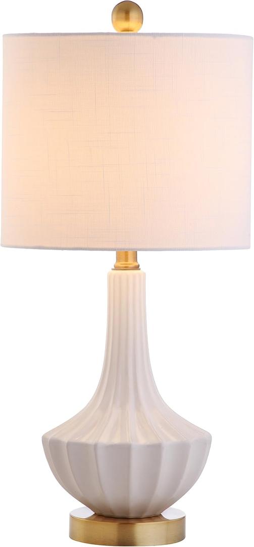 JONATHAN Y JYL1030A Parker 21.5" Ceramic Mini LED Table Lamp, Modern, Contemporary, Elegant, Office, Living Room, Family Room, Dining Room, Bedroom, Hallway, Foyer, Brass/White