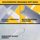 RACETOP 15 Pcs Iridescent Glossy Gift Bags Large Size, 13x5x11 Inch Holographic Reusable Gift Bags with Handles & Sturdy Base, Ideal for Birthday, Wedding, Bachelorette, Party Favors, Holiday Goodie
