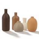 Ceramic Vase Set of 5, Neutral Decorative Vases for Home Decor, Modern Farmhouse Boho Pottery Vases, Terracotta Small Vases for Living Room, Entryway Table Decor