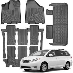 Compatible with Toyota Sienna 2013-2020 (Only 7 Seats) Floor Mats & Cargo Liner,All Weather Protection TPE, Anti-Slip Floor Mats & Cargo Liner Fit for Toyota Sienna 7 Seats 2013-2020 Accessories