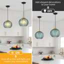 Mikeru 2-Pack Mint Glass Pendant Lights Kitchen Island Lighting Single Globe Pendant Light Fixtures Century Modern Kitchen Island Pendant Lighting for Bedroom Living Dining Room Light (Without Bulbs)