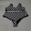 Women Rave Checkered Crop Top High Waisted Shorts Checkerboard Swimsuits for Dance Music Festival (X-Large, Black White)