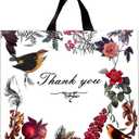 WAKAKO 60 Pack Thank You Bags for Business, Reusable Plastic Shopping Retail Gift Bags with Loop Handle, Boutique Merchandise Use Eco-Friendly Floral (12" W x 10" H)