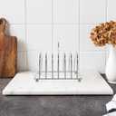 DOITOOL Stainless Steel Toast Rack 6-Slice Bread Holder Stand with Ball Feet and Carry Handle Desktop Bread Storage Rack for Kitchen and Breakfast 5.70X4.72X3.38In