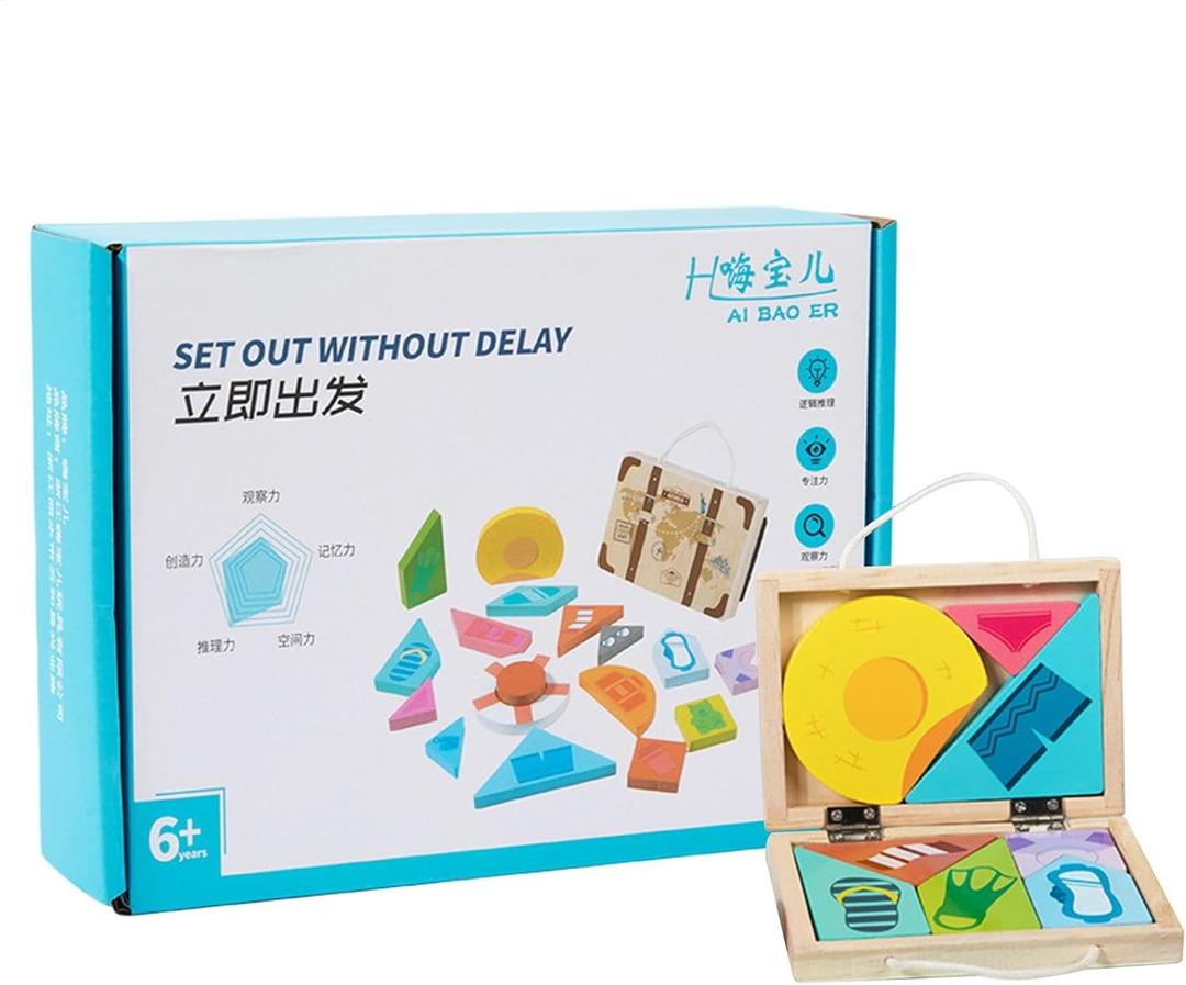 Puzzle Games for Kids, Wooden Blocks Puzzle | Challenging Blocks Wooden Puzzle, Children Brain Aid, Logical Thinking Training Aid for Nursery