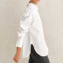 SUNNOW Women's Tuxedo Style Button Down Shirt Bib Tops Ruffle Long Sleeve Blouse Casual Dressy Outfits White (White, XL)