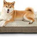 JOEJOY Orthopedic Dog Bed Medium Sized Dogs, Extra Thick Supportive Big Dog Couch Bed with Sides, Ultra Soft Pet Bed Sofa, Beige, 35''x25''