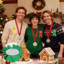 67 Pcs Christmas Gingerbread House Game Kit with Gingerbread House Contest Voting Box 60 Ballot Cards 3 Award Badges 3 Gingerbread Medals for Xmas Party Game Supplies