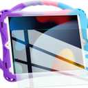 TopEsct Kids Case for iPad 10.2 inch - Shockproof Silicone Cover with Tempered Glass Screen Protector and Strap - Compatible with iPad 9th/8th/7th Gen (2021)" (Purple and Turquoise)