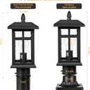 Brilvibera Outdoor Post Light 2 Packs Dusk to Dawn, Post Lights Outdoor Electric with Pier Mount, Pole Lanterns Outdoor for Yard, Driveway, Path, Black