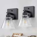 Dalouguan Bathroom Vanity Light 2 Pack, Black Modern Bathroom Lighting Fixtures with Clear Glass Shade, Farmhouse Wall Sconces for Mirror Kitchen Bedroom Living Room