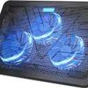 TECKNET Laptop Cooling Pad, Portable Slim Quiet USB Powered Laptop Notebook Cooler Cooling Pad Stand Chill Mat with 3 Blue LED Fans, Fits 12-17 Inches (Black)