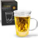 Creano Tea Glass 400 ml  Large Tea Cup with Strainer and Glass Lid  An ideal Tea Maker