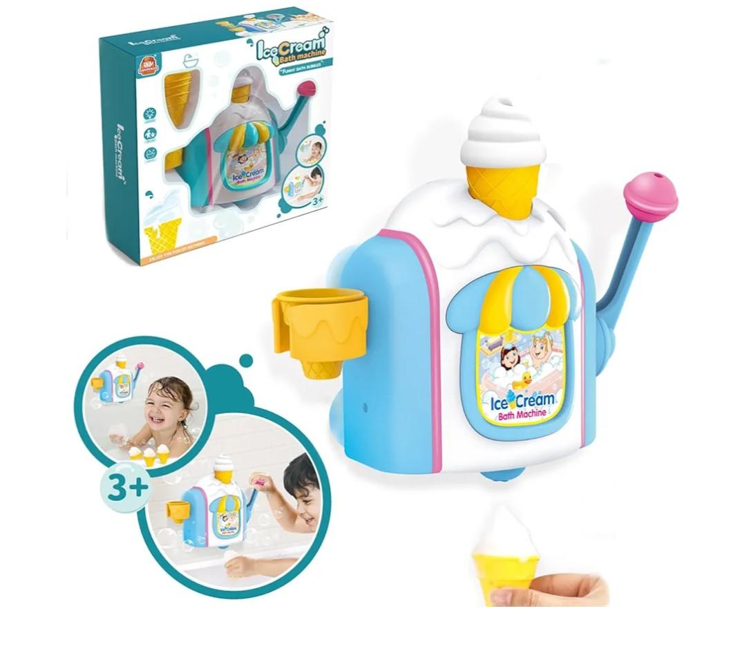 Bubble Ice Cream Maker Bath Toy,Foam Pretend Cake Shower Toys,Educational Toddler Bath Toys with Suction Cups for Ages 2 and Up