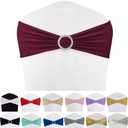 Spandex Chair Sashes Bands 50PCS Stretch Chair Ties Bows with Buckle Slider for Wedding Party Banquet Decoration (Burgundy)