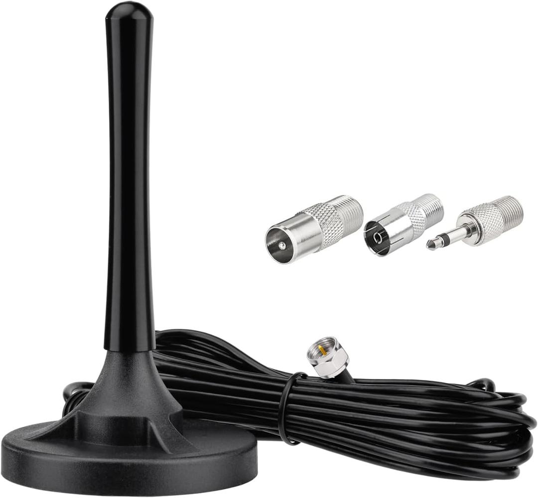 Eightwood FM Antenna for Stereo Receiver, Magnetic Base FM Radio Antenna with 9.8ft Extension Cable for Pioneer Onkyo Yamaha Marantz Bluetooth Home Theater Stereo Receiver HD Radio