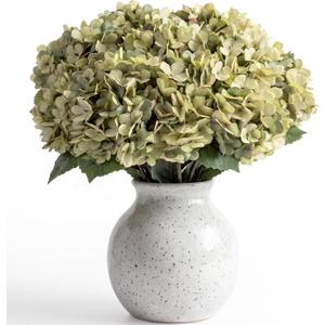 Hotop 10 Pcs Green Hydrangea Artificial Flowers 13 Inch Faux Silk Hydrangea with Stems Realistic for Decor Vintage Floral Plants Crafts Fake Heads Bouquet for Summer Home Wedding Bridal Table