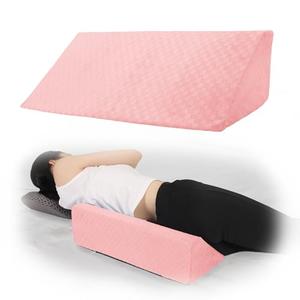 Jacobable Bed Wedge Pillow for Side Sleeping Foam Filled Body Positioning Triangle Pillow Suitable for Pregnancy and Surgery Prevent Bed Sore for Leg and Back Support with Pillow Case (Light Pink)