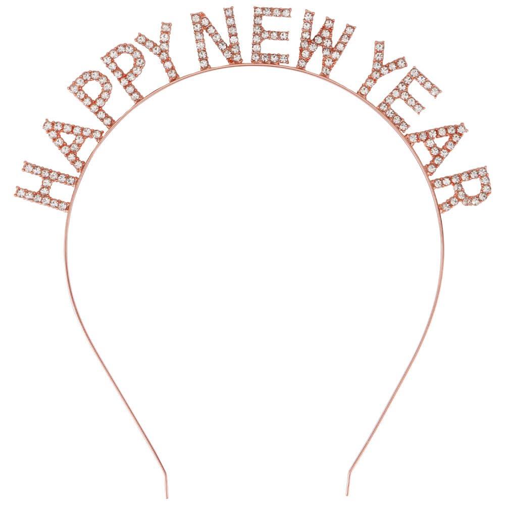 Huixyens 2026 Happy New Year Headband, 2Pack Gold & Silver Christmas Headbands for Women, Holiday Headbands for Women, New Year's Eve Party Tiara Accessories, Cute Holiday Headpiece for Girls