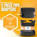 2 x Combo Pack RV Sewer Hose Fitting Adapter - PVC Connection & Termination Adapter - 3" Hub x Bayonet Hooks