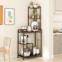 GILLAS 5 Tier Corner Shelf Stand, Freestanding Corner Shelf Unit Bookshelf, Corner Table with Shelf, Tall Storage Organizer Rack for Living Room, Bedroom, Office. Small Space, Metal (Square-shaped-B, Country Rustic)