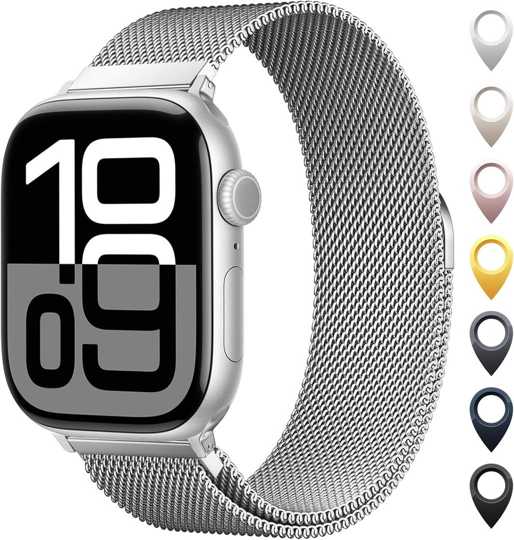 Original Stainless Steel Mesh Loop Compatible with Apple Watch 38mm 40mm 41mm 42mm 44mm 45mm 46mm 49mm Women Men, Magnetic Clasp Replacement for iWatch Bands Series 11 10 9 8 7 6 5 4 Ultra SE 3 2 1