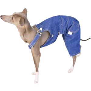 Italian Greyhound Overalls Denim Jumpsuit Blue Pet Jeans Onesies Apparel Puppy Costumes for Dogs ,L