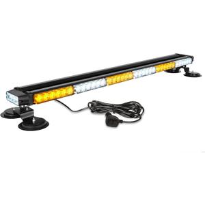 ASPL 38.5" 78 LED Strobe Light Bar Double Side Flashing High Intensity Emergency Warning Flash Strobe Light with Magnetic Base for Safety Construction Vehicles Tow Trucks Pickup (Amber/White)