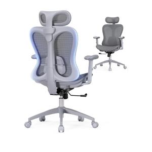 Ergonomic Office Desk Chair, Comfortable Computer Gaming Chair, Breathable Mesh Back & Seat, Adjustable Armrest & Headrest, Lumbar Support, Butterfly Design for Home Office (Gray)