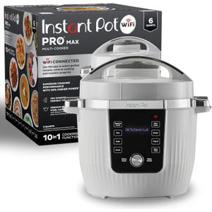 Instant Pot PRO Max Wi-Fi Smart 10-in-1 Pressure Cooker, Steamer, Saute, Warmer, Rice Cooker, Yogurt Maker, Sous Vide, Baker, NutriBoost - Includes App with 2000+ Recipes - 6 Quart (White)