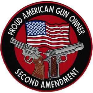 Proud American Gun Owner Second Amendment Embroidered Patch Large 1911 Handgun