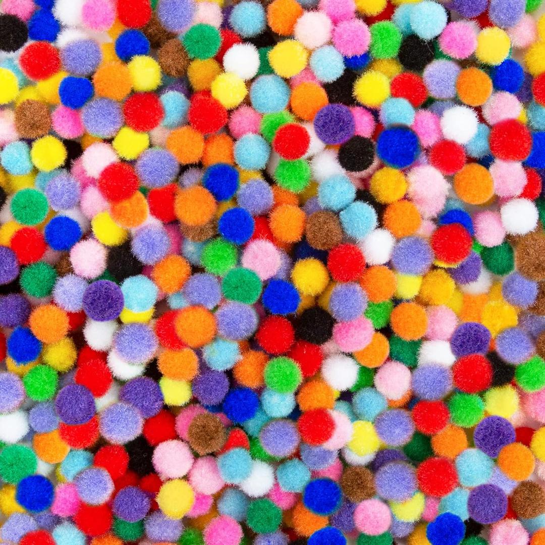 Acerich 2000 Pcs 1cm Assorted Pompoms Multicolor Arts and Crafts Fuzzy Pom Poms Balls for DIY Creative Crafts Decorations