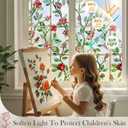 Stained Glass Window Privacy Film, 23.6" x 78.7", Red | 3D Unique Decorative, UV Heat Blocking Static Cling, Non Adhesive Removable Coverings for Home, Door & Bathroom