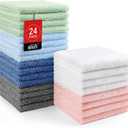 HOMEXCEL Microfiber Washcloths 24 Pack, Highly Absorbent and Soft Face Towel, Multi-Purpose Wash Cloths for Bathroom, Hotel, Spa, Gym, and Kitchen, 12x12 Inch