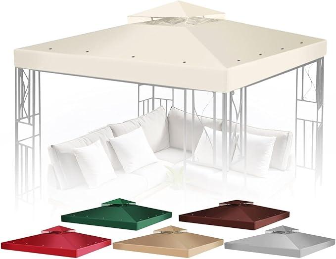 12x12 Gazebo Canopy Replacement Top, 2-Tier, Ivory Polyester
Canopy Replacement Cover Made Of Uv30+ Polyester with Water-Resistant Pa Coating; Top Only, Frame and Sidewalls Excluded