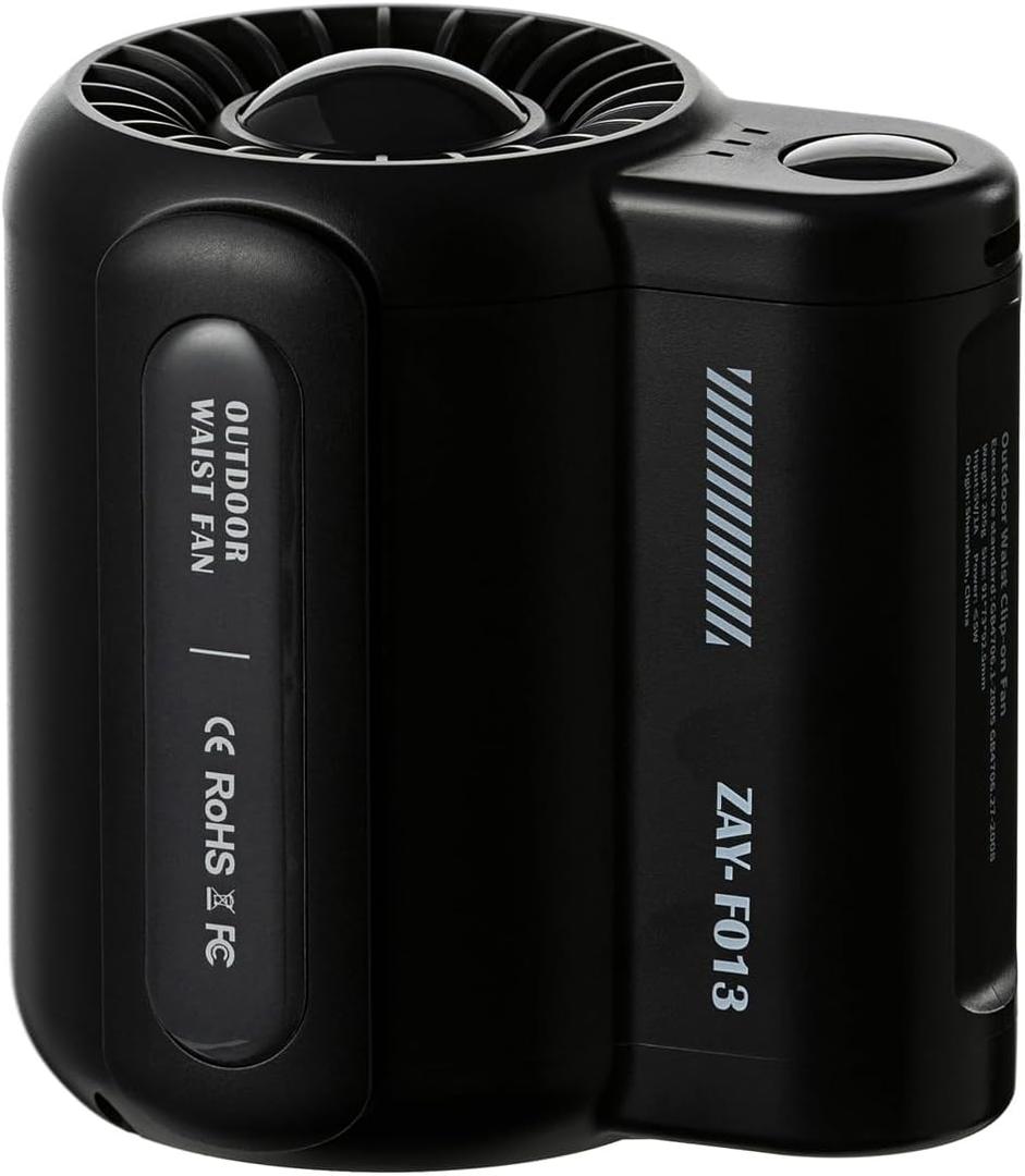 Portable Hand Fan with 3 Adjustable Speeds, USB Rechargeable Mini Fan, Quiet Desk Fan Ideal for Travel, Office, and Outdoor Use - Portable Waist Clip Fan Included (Black)