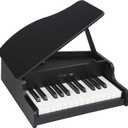 PLAMILOY Kids Grand Piano, 25-Key Wooden Piano for Kids, Digital Toy Piano with Openable Lid, Realistic Musical Instrument for Toddlers and Beginners, Black, Mini