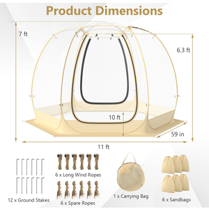 Tangkula Pop Up Bubble Tent, 11x11 ft Oversize Outdoor Dome Tent for 6-10 People with 12 Stakes