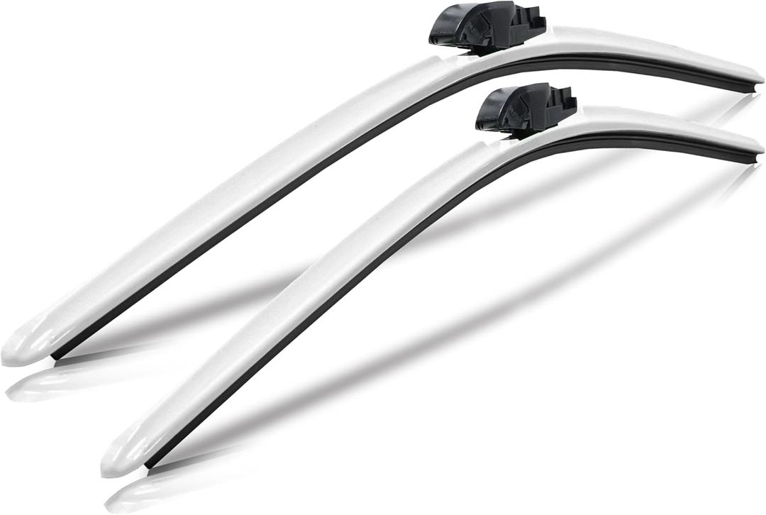 ClixWipers 22" + 22" (Set of 2) White All Weather Premium Automotive Replacement Windshield Wiper Blades, Passenger and Driver Side Winter Wiper Blades for Various Car Models