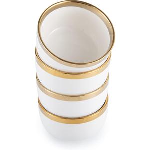 4.3-Inch Porcelain Ceramic Bowls for Kitchen, White Serving Bowls for Soup Pasta Salad Fruit Snack Noodles Ice Cream White Rice Cereal Bowl 11 oz Dinnerware Sets (Set of 4)