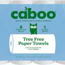 Caboo Tree Free Paper Towels, 8 Rolls, Earth Friendly Sustainable Kitchen Paper Towels with Strong 2 Ply (8 Count (Pack of 1), White)