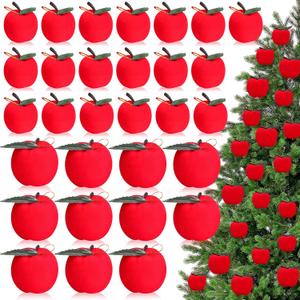 36 Pcs Christmas Tree Apple Ornaments Mini Red Apples Hanging Ornaments Fake Foam Small Christmas Tree Decoration for Xmas Holiday New Year Party Supplies