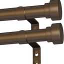 2 Pack Bronze Curtain Rods for Windows 32 to 120 Inch, Heavy Duty Curtain Rod Adjustable Length, 1 Inch Diameter Modern Decorative Curtains Rods(Bronze,32-120"-2 Pack)