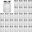 Accguan Hexagon Glass Jars, 30 Pcs 4 oz Glass Jars with Silver Lids, Mason Jars for Jam, Jelly, Honey, Gifts, Crafts, Wedding, Spice, Dry Goods and More
