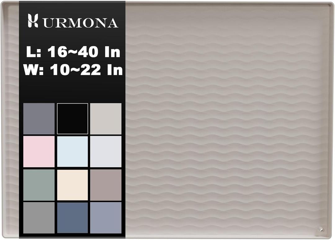 URMONA 40'' x 22'' Waterproof Silicone Under Sink Mat Cabinet and Counter Protector, Shelf Liner for Kitchen and Bathroom, Storage and Organizers, Litter Mat, Pet Cat Puppy EssentialsWhite Sand